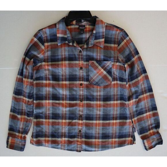 Patagonia 53875FA19 Women's Sz 8 Navy/Red Plaid Heywood Flannel L/S Shirt - Picture 6 of 7